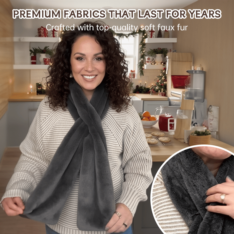 🎅Christmas Sale 50% OFF🔥Faux Fur Pull-Through Scarf with Zipper Pocket