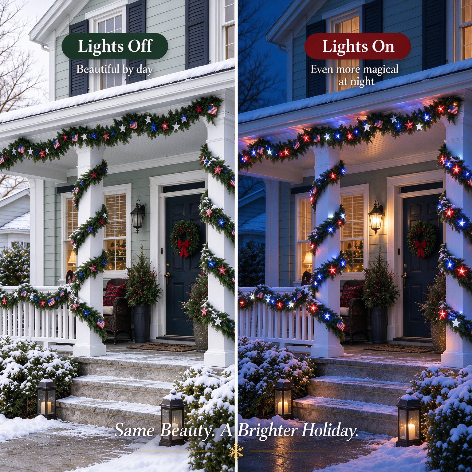 Full view of Patriotic Christmas Cedar Garland