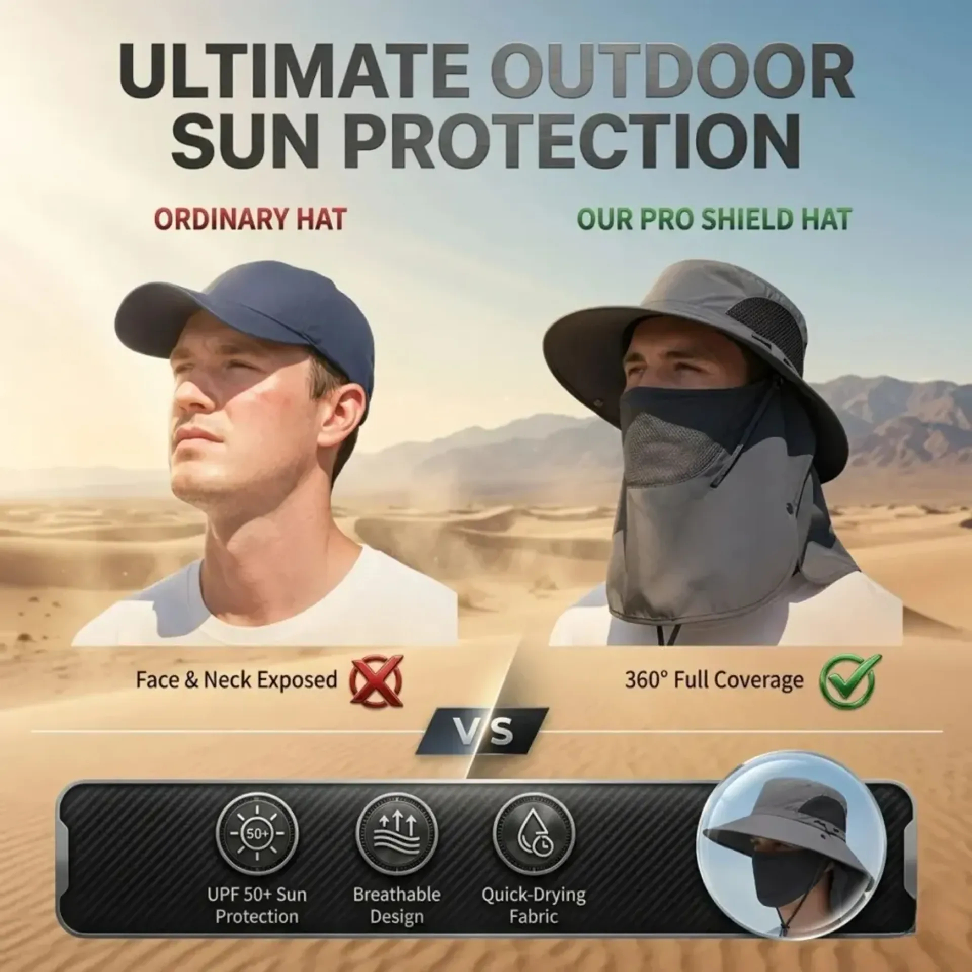 ☀️ SUMMER SALE 50% OFF 🔥 UPF 50+ Sun Protection Hat With Full Face & Neck Coverage