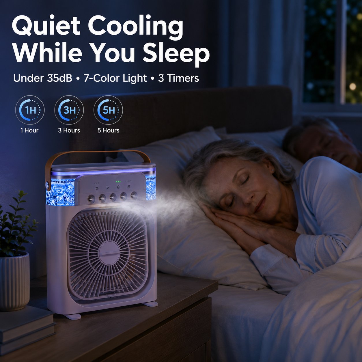Quiet cooling fan for sleeping and working