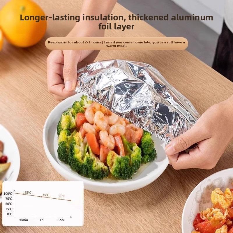 Home dining table & food container aluminum foil heat-retaining cover, kitchen food insulation and freshness keeping, high-quality aluminum foil. Home dining table & food container aluminum foil heat-retaining cover, kitchen food insulation and freshness keeping, high-quality aluminum foil.