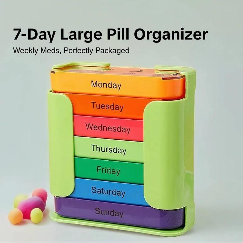 Large Capacity 7-Day Weekly Pill Organizer – Portable Daily Vitamin & Medication Storage Box