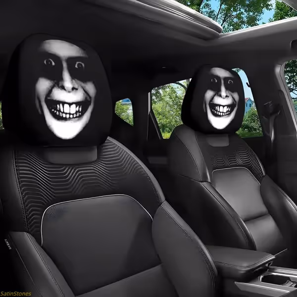 😆 Funny Cartoon Car Headrest Covers – 2PCS Universal Fit 🚗