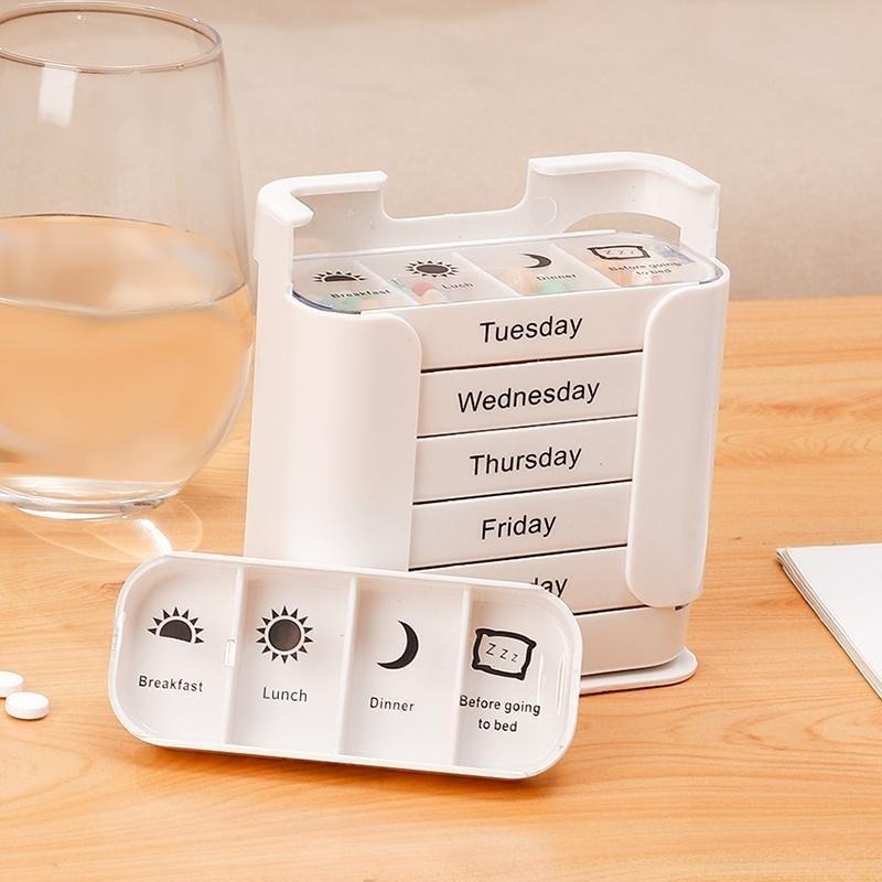 Large Capacity 7-Day Weekly Pill Organizer – Portable Daily Vitamin & Medication Storage Box