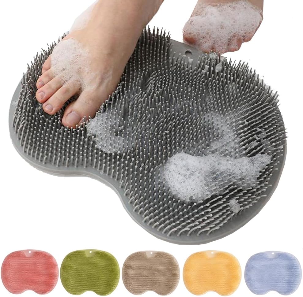 Hands-Free Silicone Shower Foot Scrubber Mat