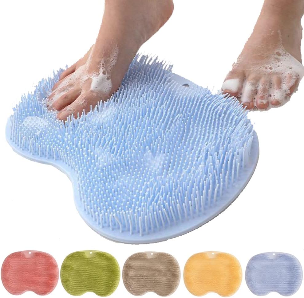 Hands-Free Silicone Shower Foot Scrubber Mat