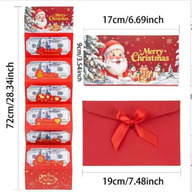 4/2 Pcs Christmas Money Envelope for Cash,Creative Folding Money Holder with 6 Slots,Luxury Paper Cash Gift Card Holder, DIY HolidayMoney Gift Envelope for Xmas, Women Men GirlsBoys Mom Dad,sohochic 