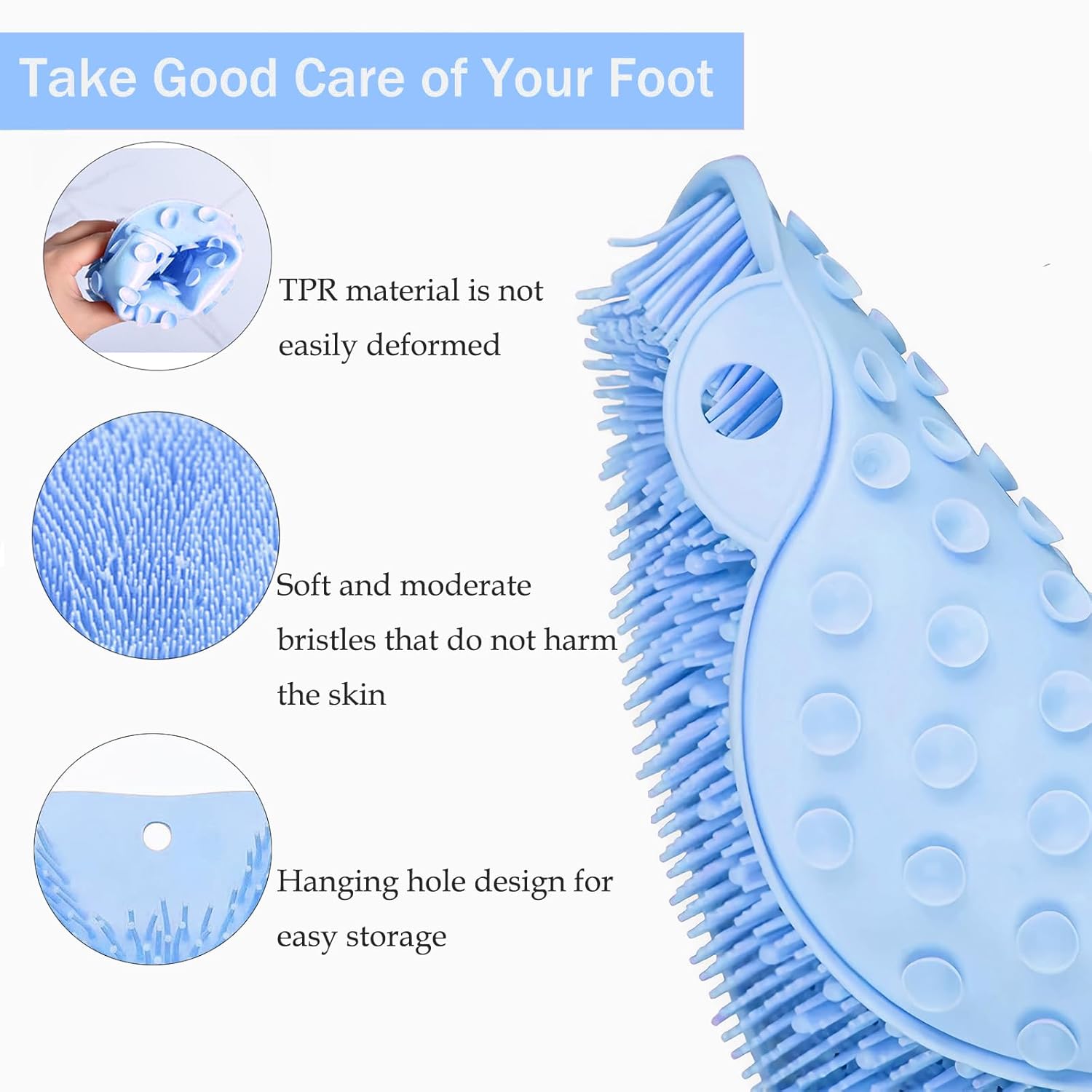 Hands-Free Silicone Shower Foot Scrubber Mat