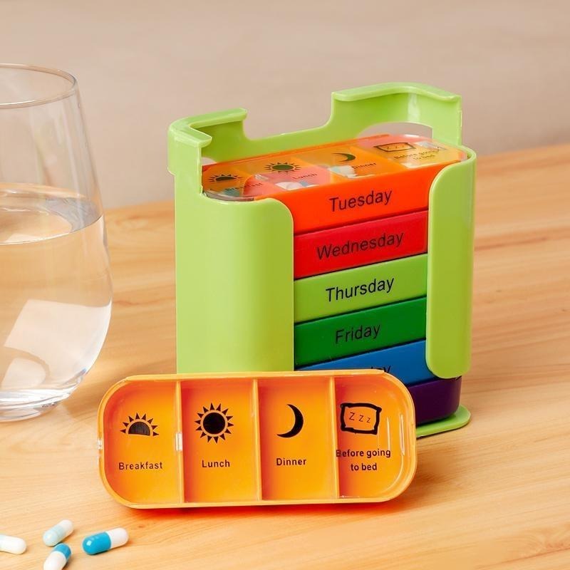 Large Capacity 7-Day Weekly Pill Organizer – Portable Daily Vitamin & Medication Storage Box