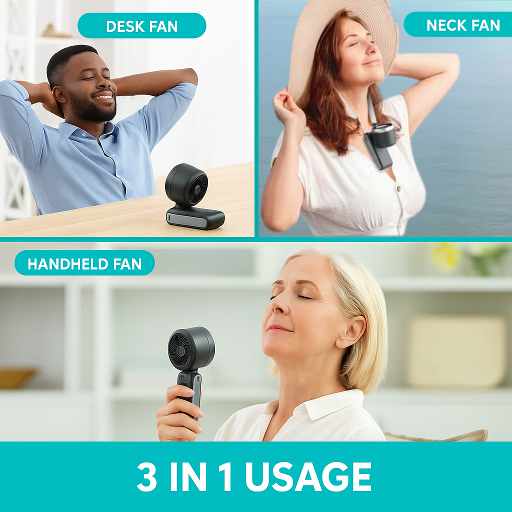 🔥Summer Hot Sale✨3-in-1 Portable Handheld Turbo Fan-100 Speeds