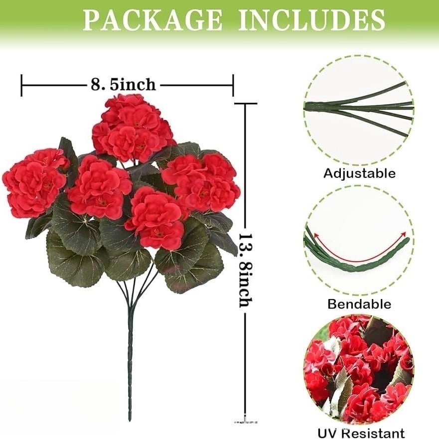 🌸 Lush, UV-Resistant Artificial Geraniums – Real Look, No Maintenance! 🌞🏡