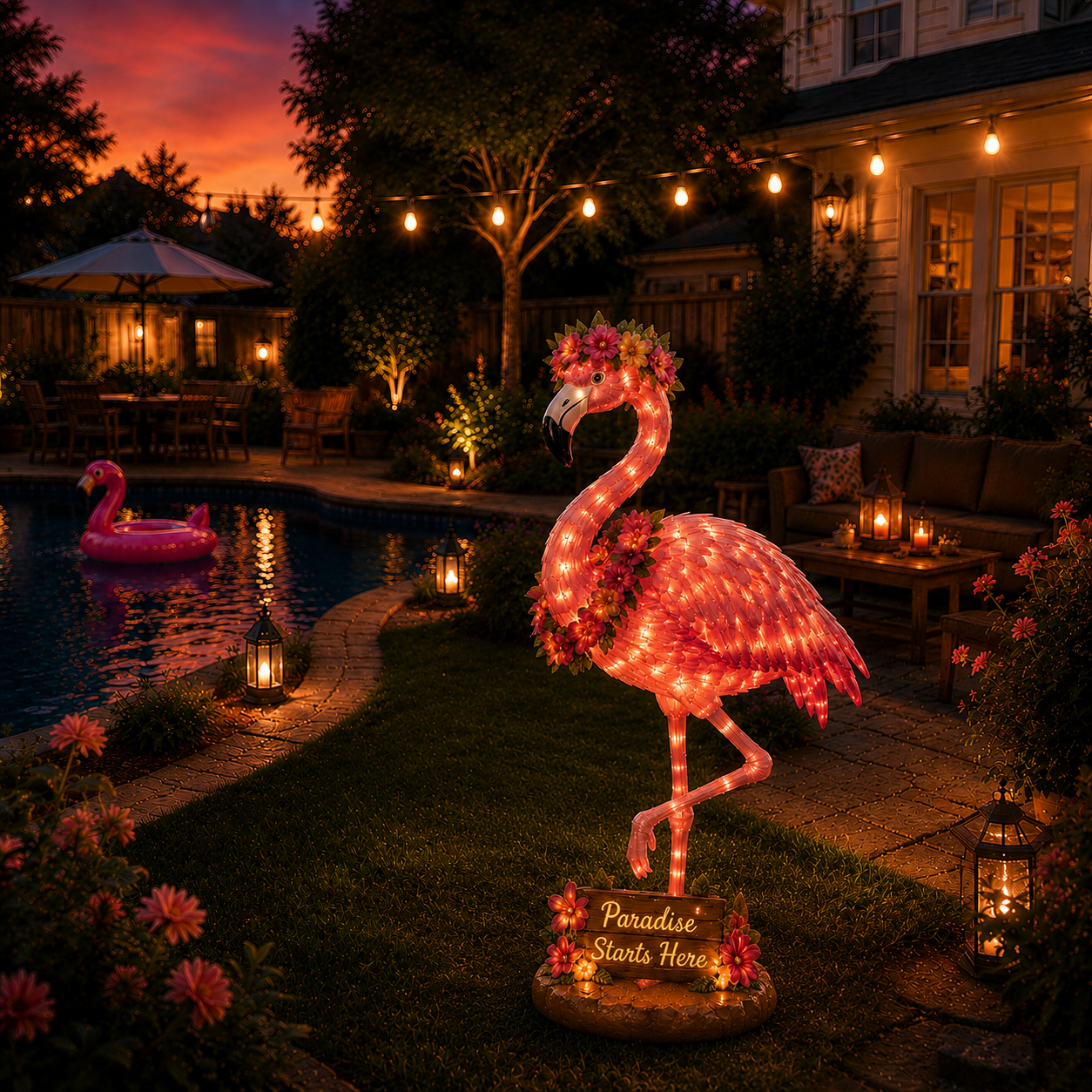 🐊Neon Pool Party DJ Crocodile Garden Light – Outdoor Party Sculpture with LED Glow Decor
