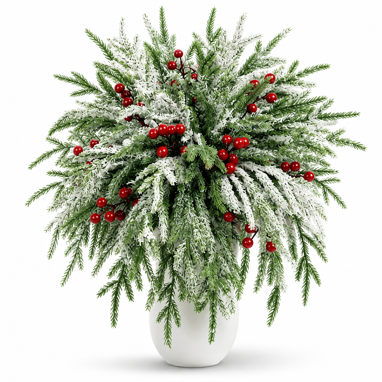 🔥 LAST DAY 50% OFF —🎄Snow-Covered Cedar Branches with Red Berries – Christmas Holiday Decor