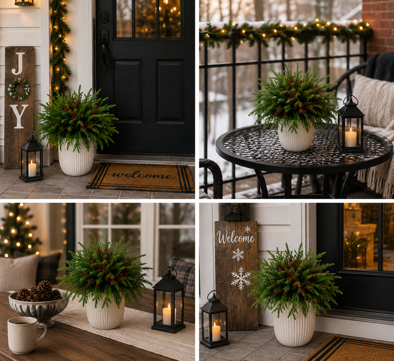 🔥 LAST DAY 50% OFF —🎄Snow-Covered Cedar Branches with Red Berries – Christmas Holiday Decor