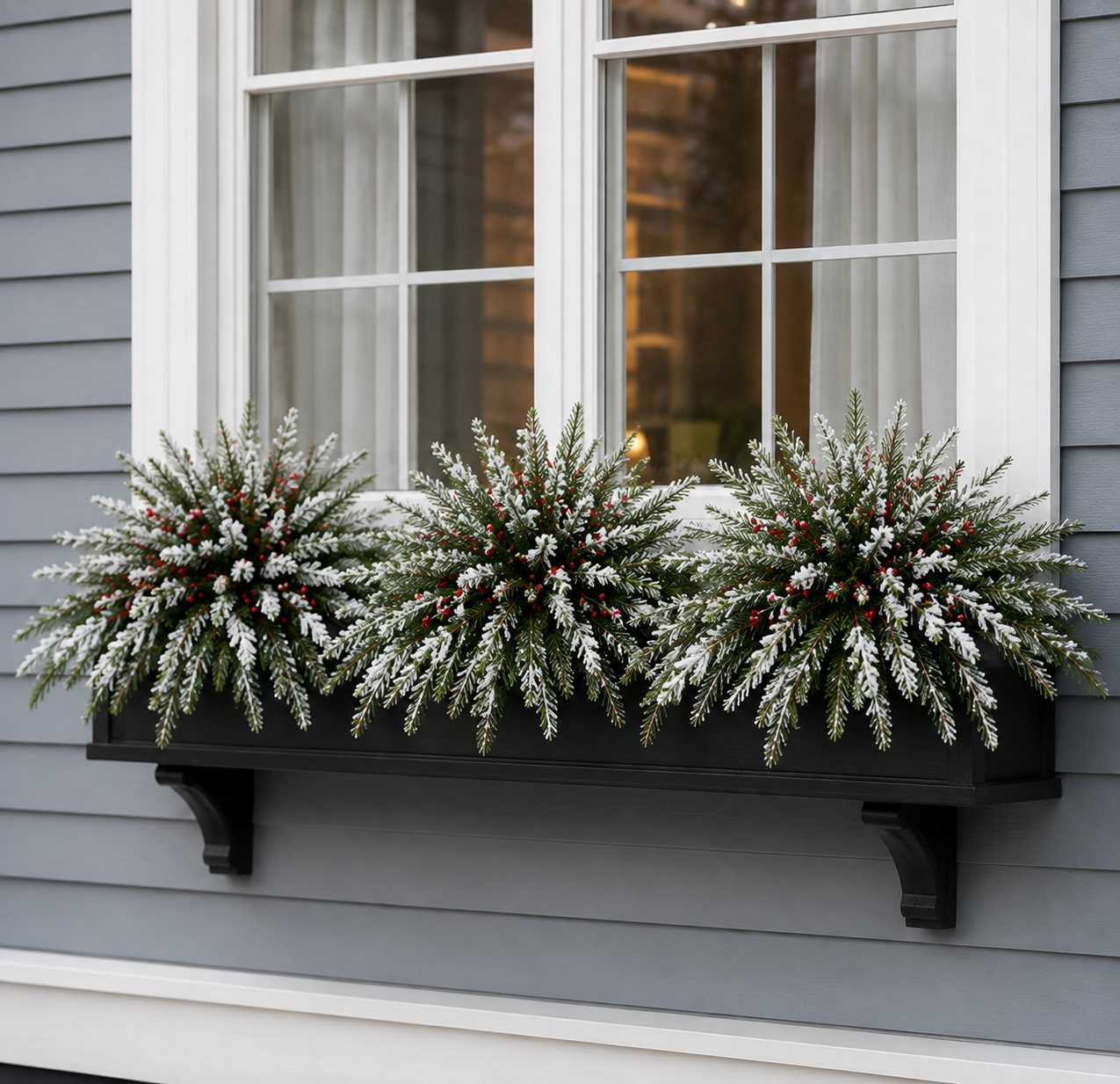 🔥 LAST DAY 50% OFF —🎄Snow-Covered Cedar Branches with Red Berries – Christmas Holiday Decor