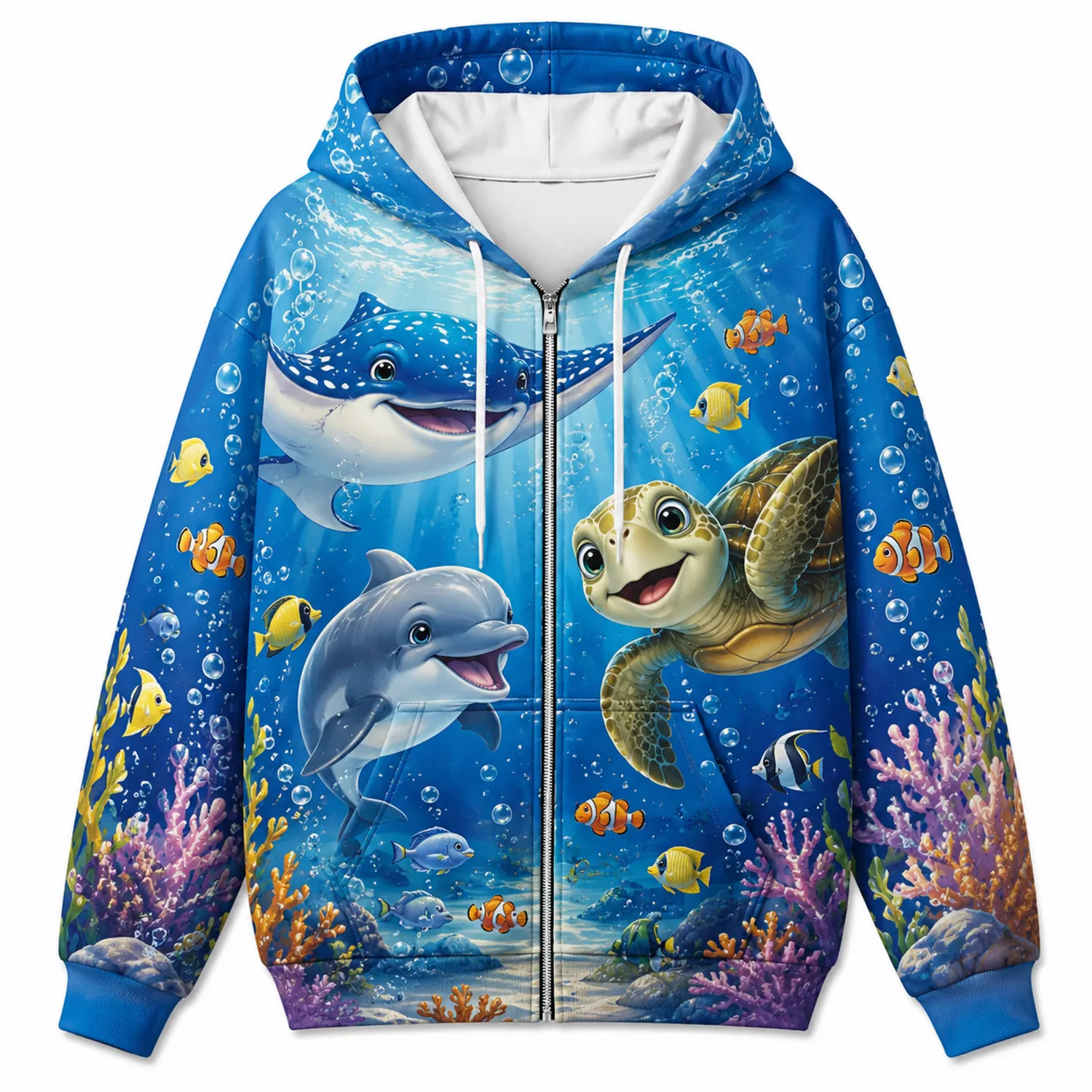 Sweat à capuche marin pour enfants - Motifs océaniques