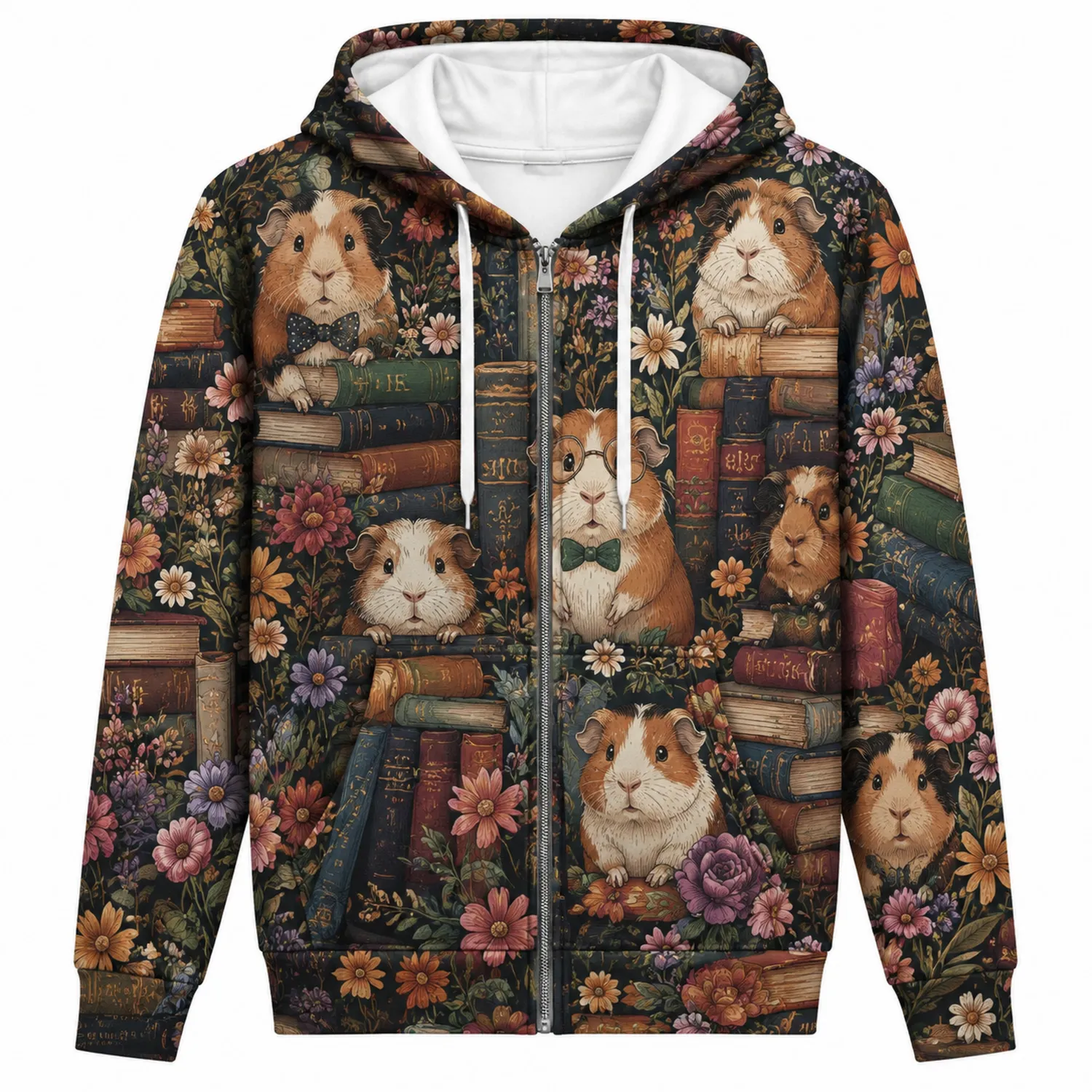 Sweat à Capuche Homme Cobayes et Fleurs