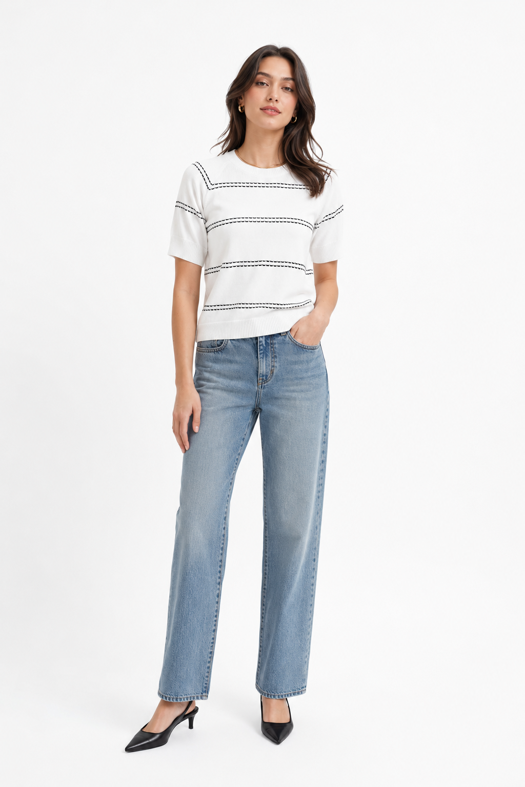 Cyrus NYC The Contrast Stitch Knit Tee