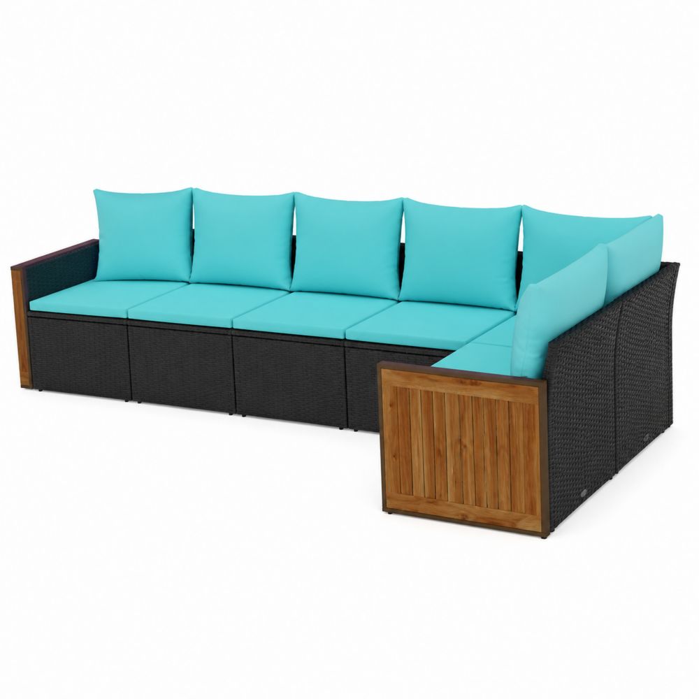 Rattanowa sofa modułowa z poduszkami