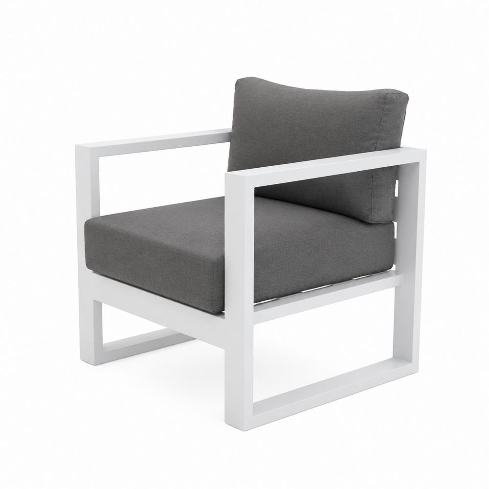 Fotel aluminiowy z poduszkami 80x75x75 cm Biały/Szary