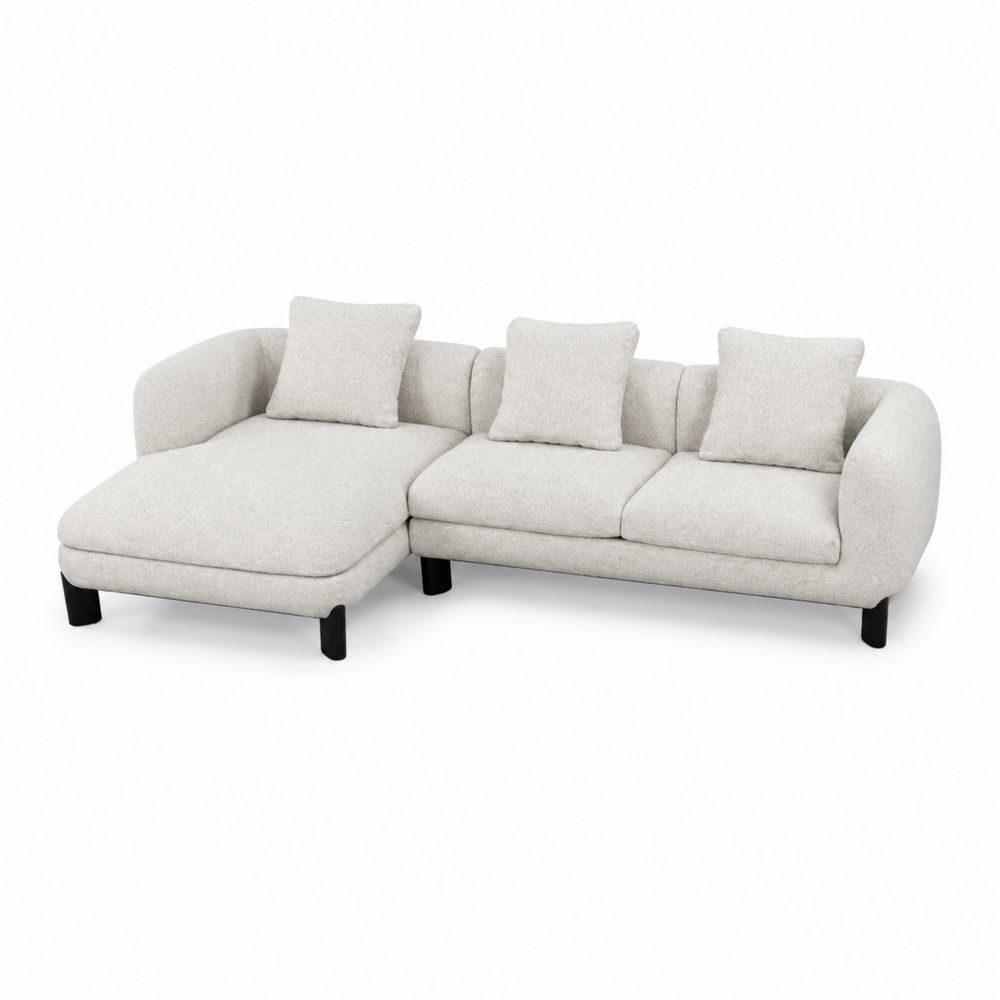 Modułowa sofa narożna z tkaniny poliestrowej Kremowa 250cm