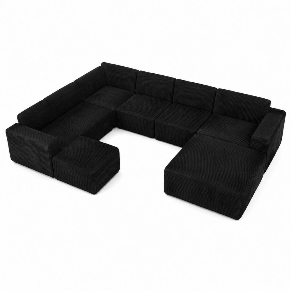 Modułowa sofa narożna 9-częściowa sztruks czarna