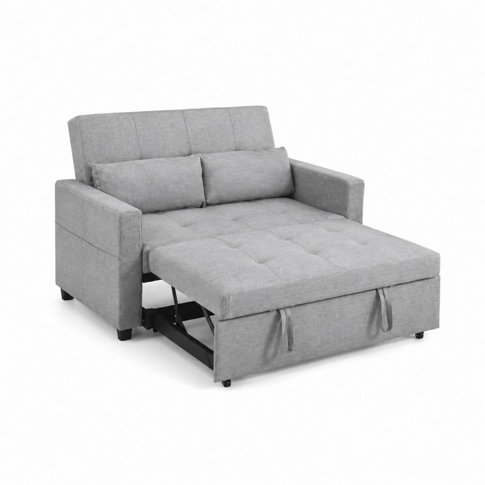 Sofa rozkładana szara, tkanina poliestrowa, 200x150 cm