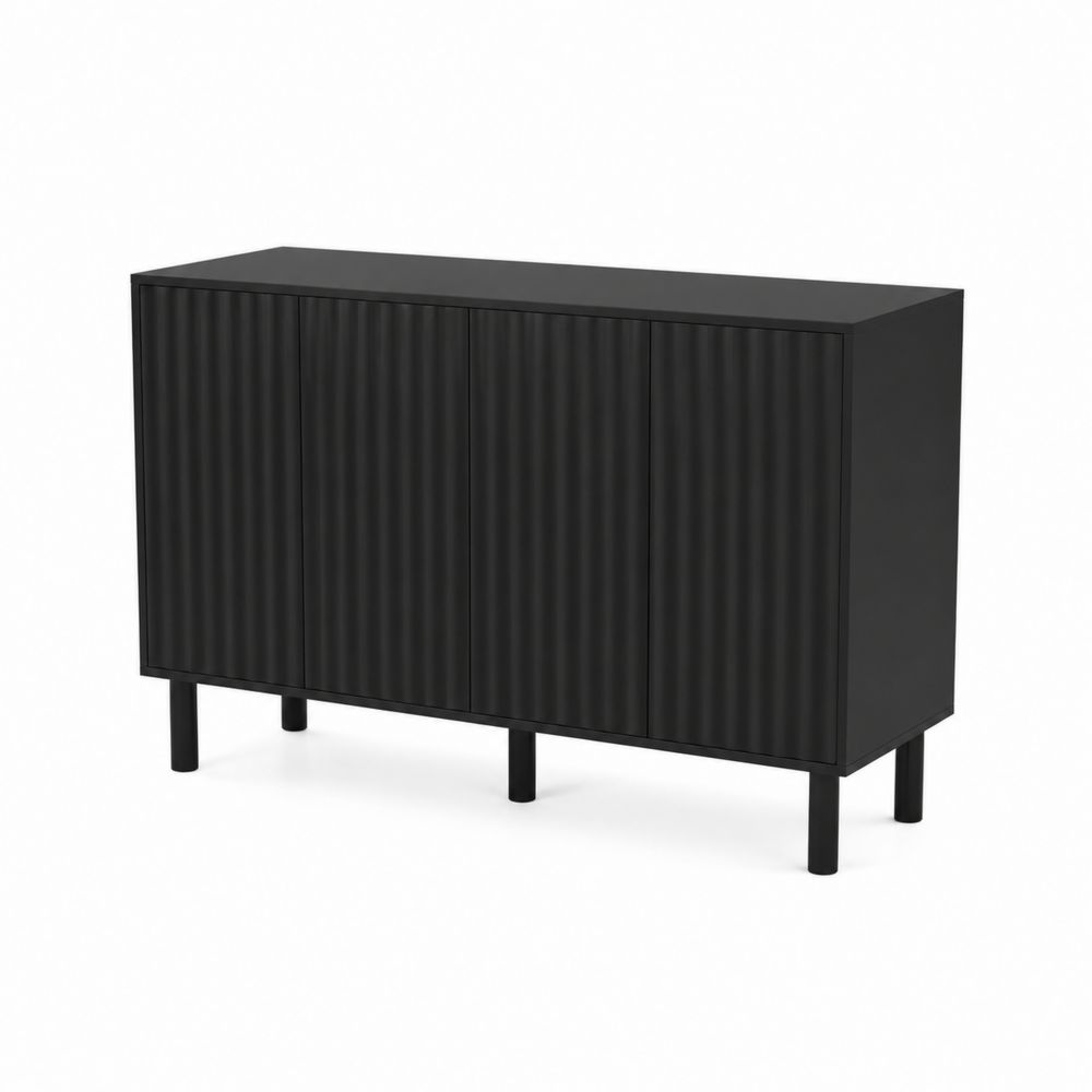 Czarna komoda metalowa z trzema drzwiami 120x80x40 cm