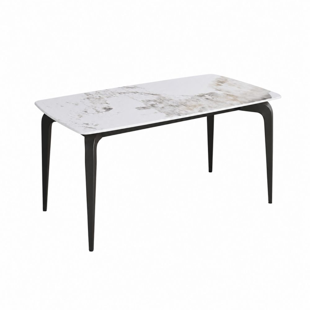Stół prostokątny marmurowy blat metalowe nogi 140x80 cm