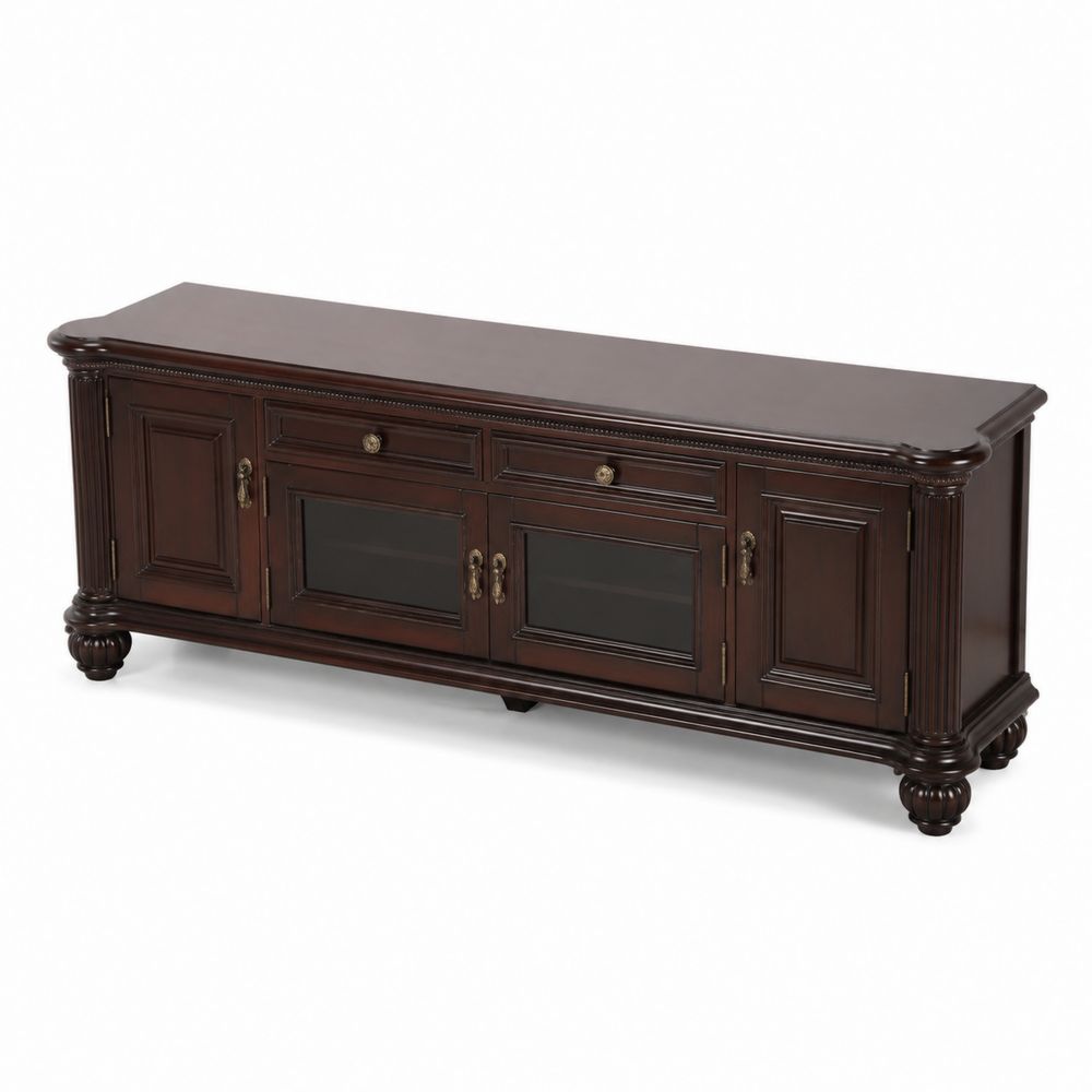 Szafka RTV Drewniana z Hartowanym Szkłem Brązowa 180 cm