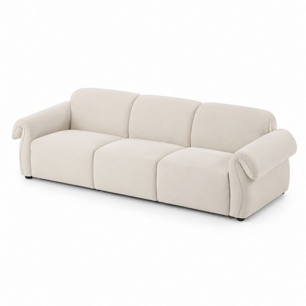 Beżowa sofa 3-osobowa z poliestru o długości 220 cm