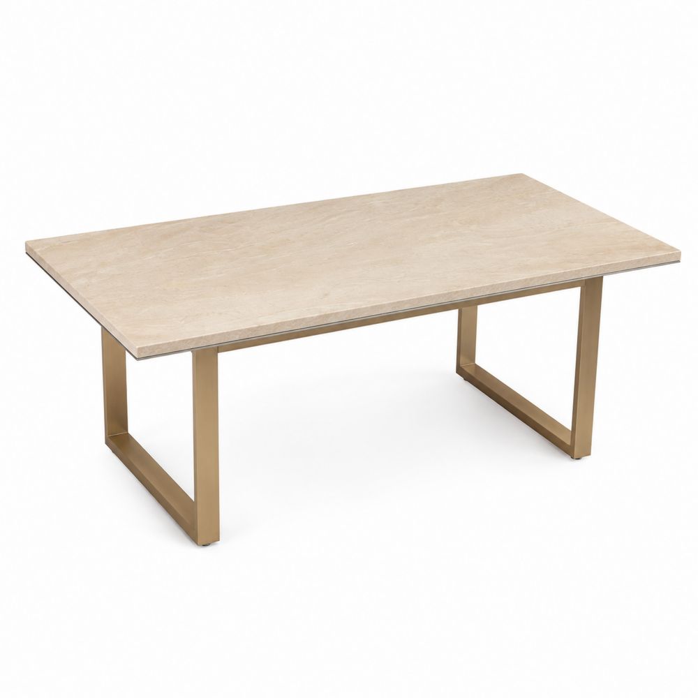 Prostokątny stolik kawowy z marmuru 110x60 cm Beżowy-Velixorn