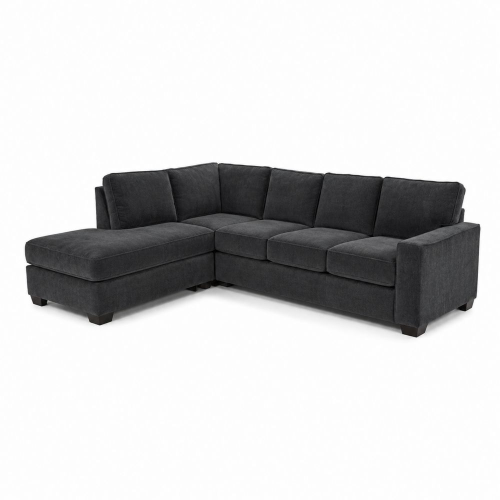 Sofa modułowa L z materiału w kolorze Grafitowym-Velixorn