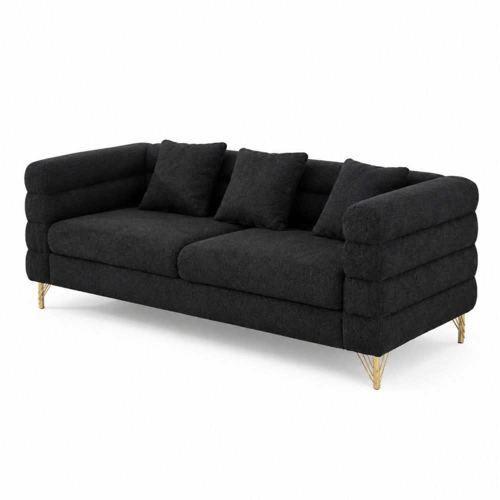 Sofa trzyosobowa z tkaniny poliestrowej, 210 cm-Velixorn