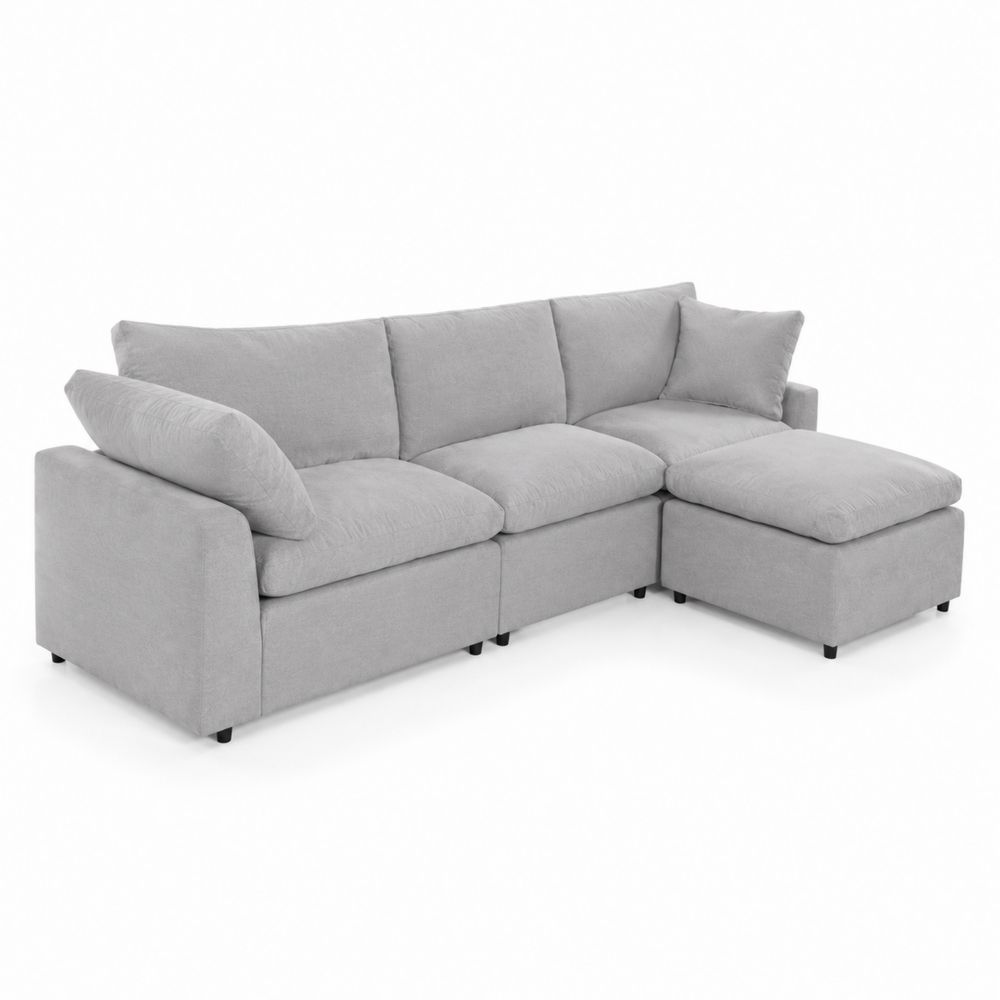 Sofa narożna modułowa z tkaniny szara 250 cm-Velixorn