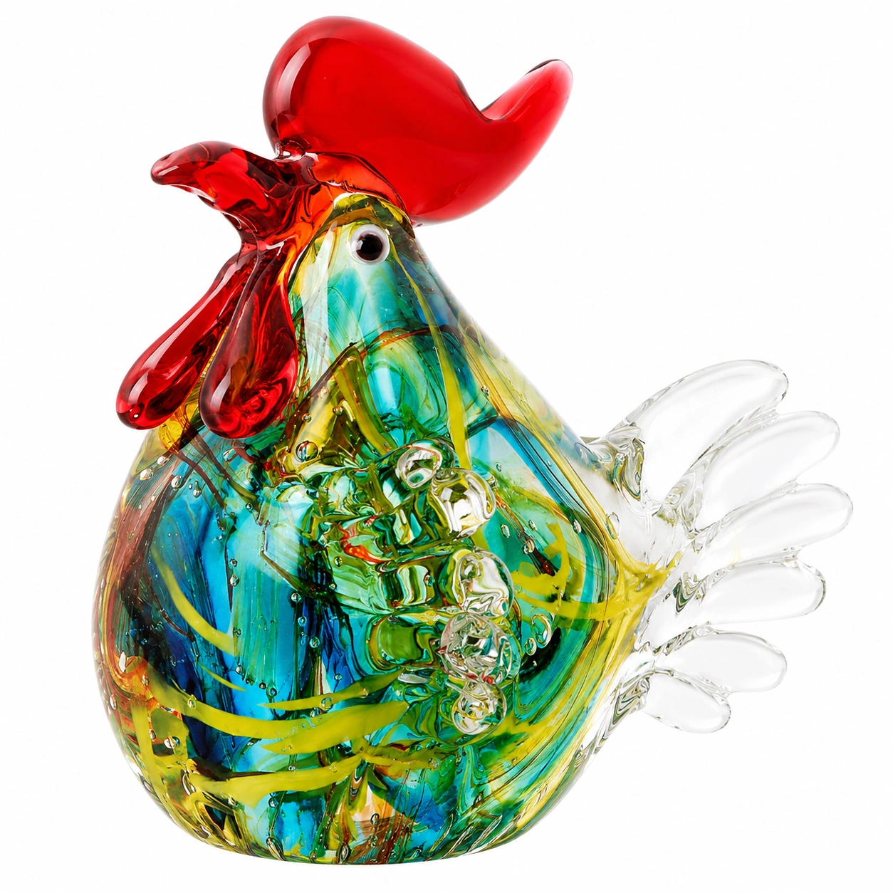 Figura decorativa de gallina de vidrio-CasmoraLiving