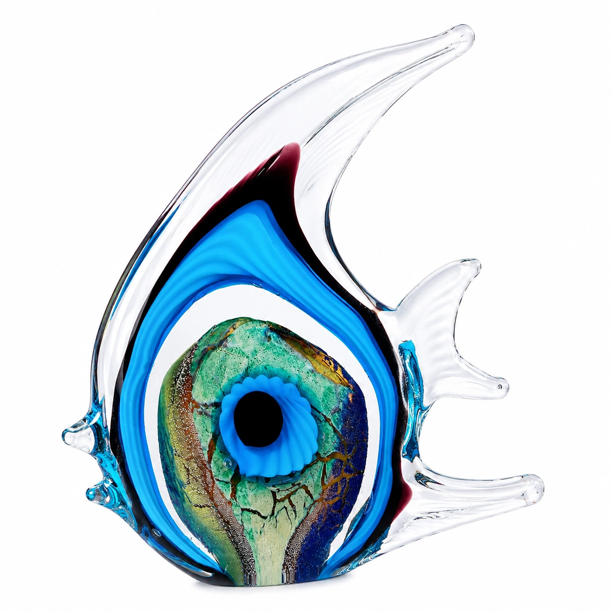 Figura decorativa de pez de vidrio azul-CasmoraLiving