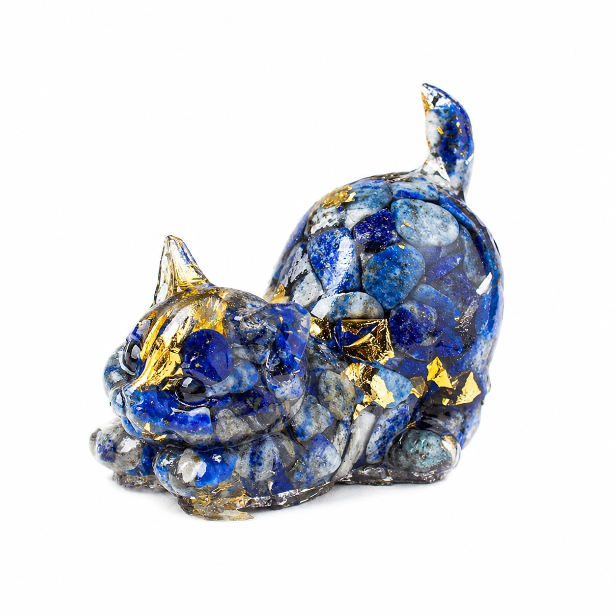 Figura decorativa gato de piedra azul-Woodentia