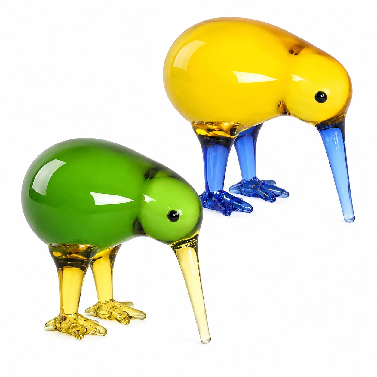 Figura decorativa kiwi de vidrio 2 piezas-Lushnesty