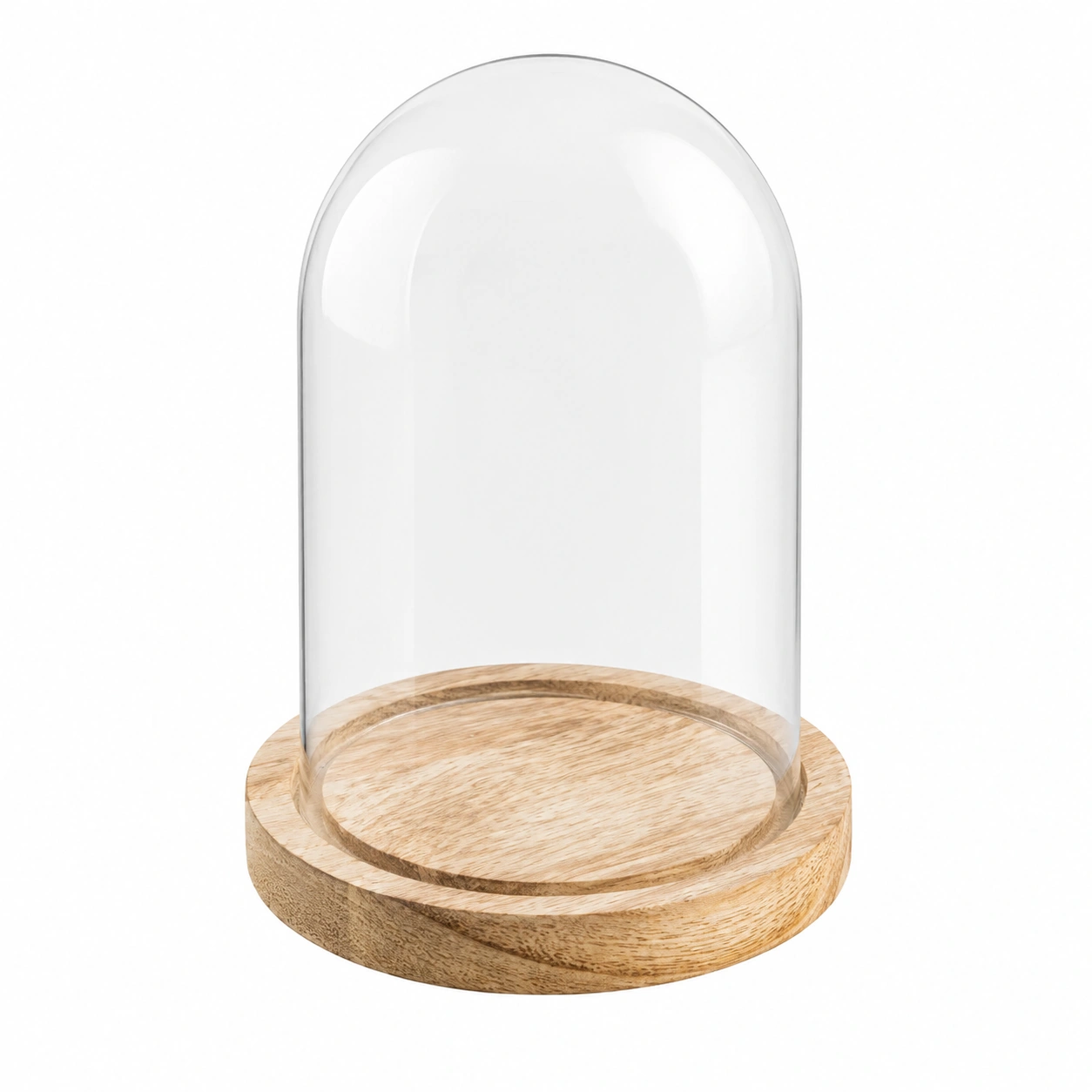 Campana de cristal con base de madera-Lushnesty