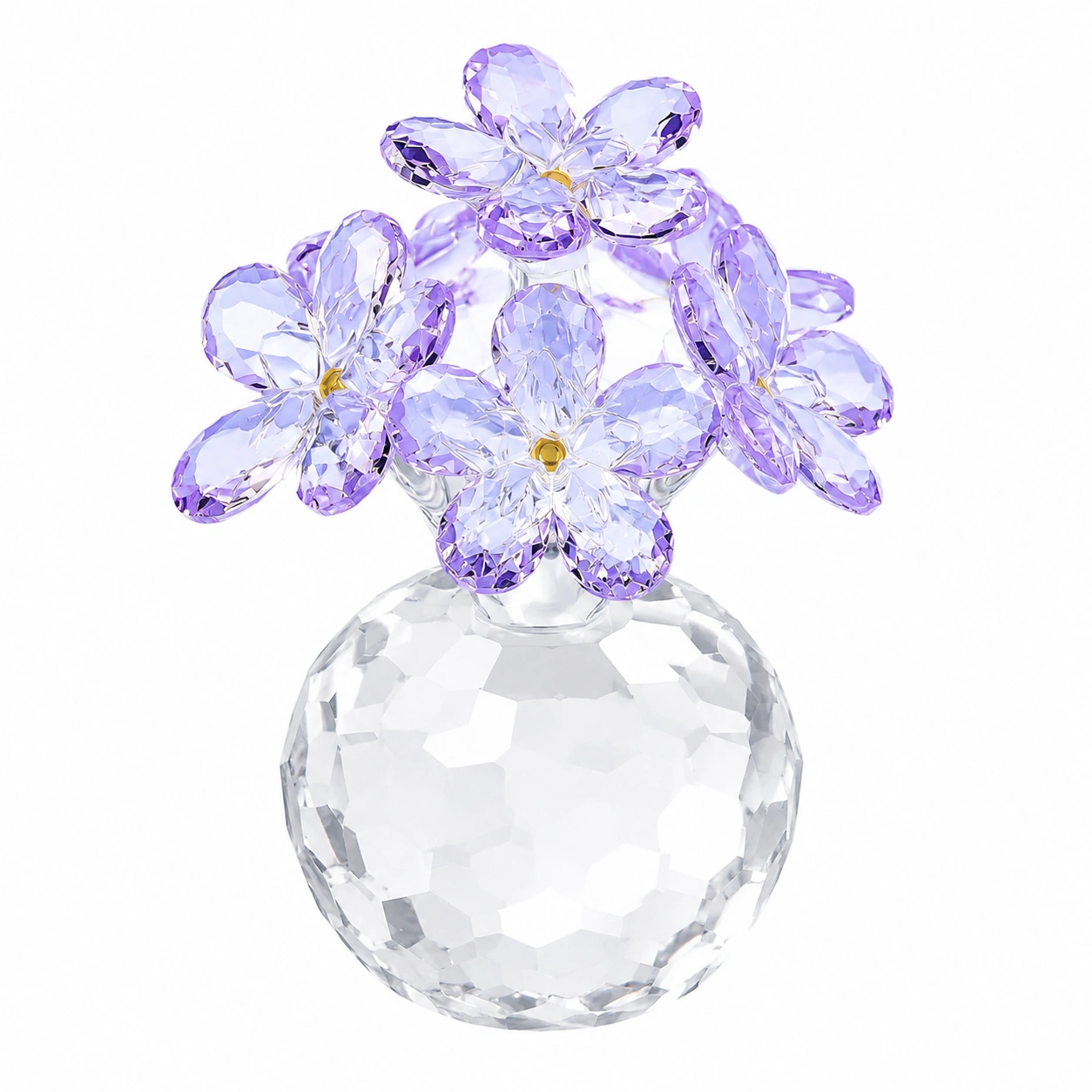Adorno floral de cristal morado con base redonda-Lushnesty