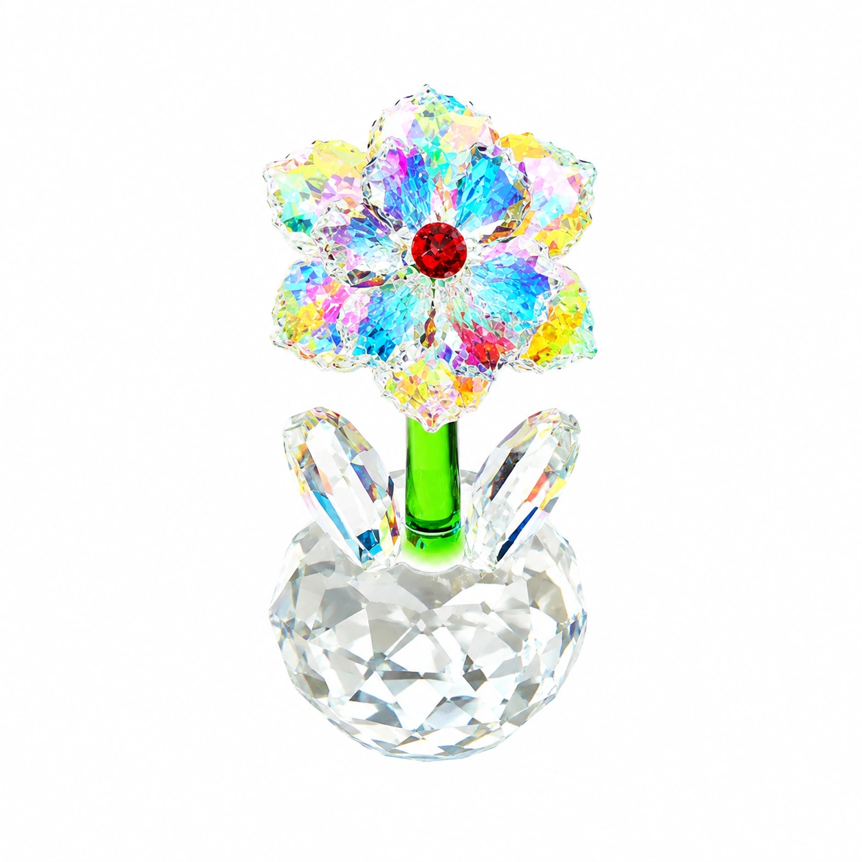 Figura floral de cristal multicolor decorativa-Lushnesty