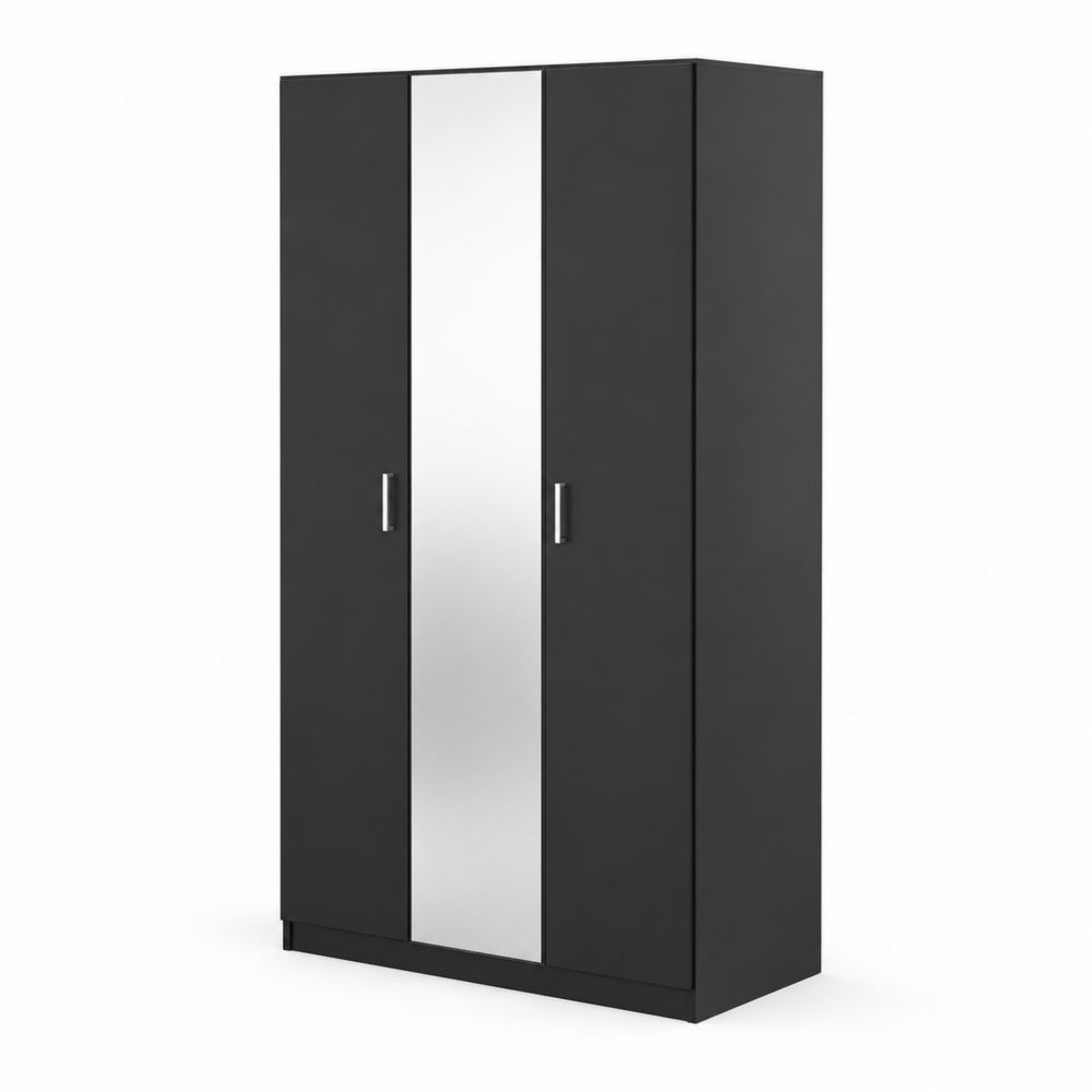 Szafa trzydrzwiowa z lustrem, Płyta MDF, Antracyt, 150x60x200cm-wohnformdesign