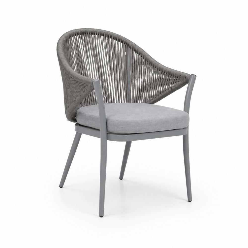 Krzesło Aluminiowe z Szarymi Poduszkami-wohnformdesign