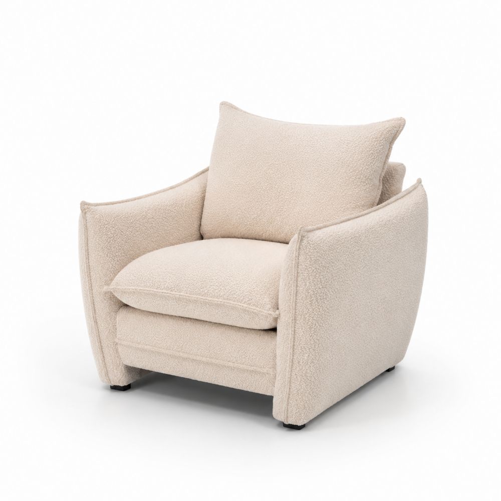 Kremowy fotel z poliestrowym obiciem 85x90x90 cm-wohnformdesign