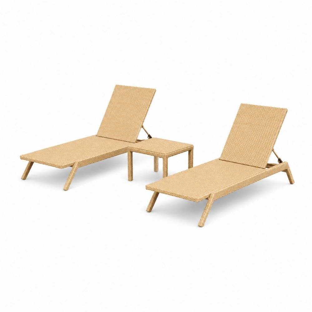 Zestaw 2 leżaków z technorattanu Beżowy-wohnformdesign