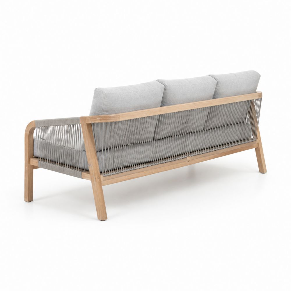 Sofa ogrodowa drewniana z plecionką szara-wohnformdesign