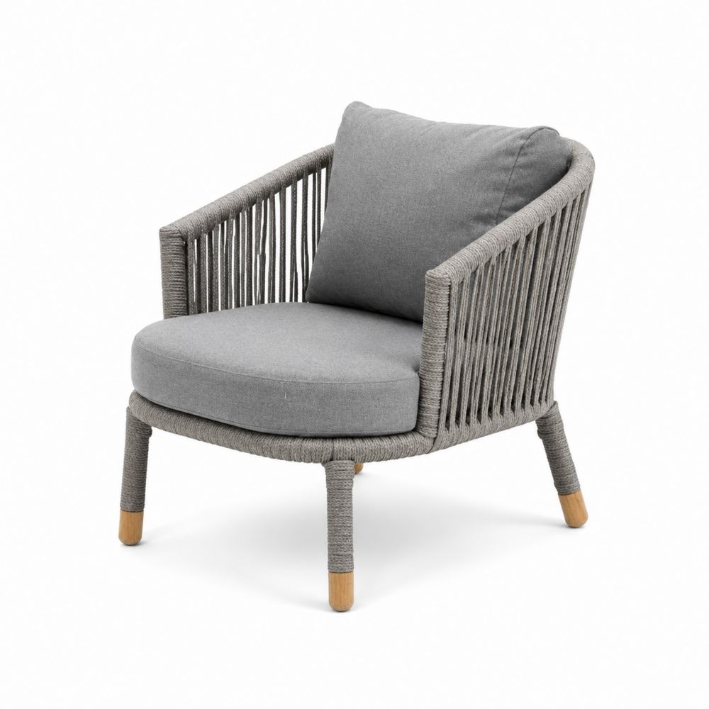 Fotel outdoorowy z oparciem z liny szary-wohnformdesign