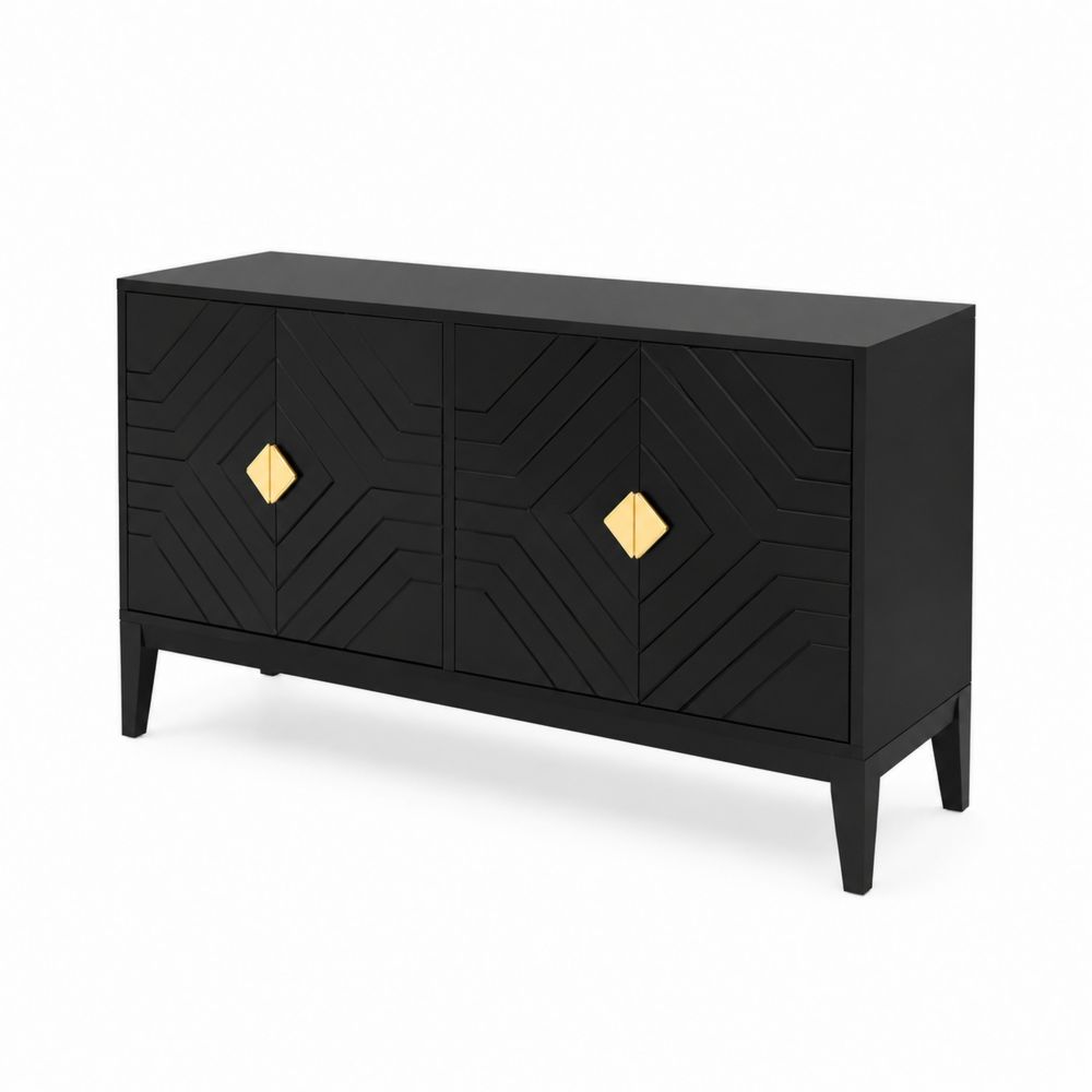 Kredens czarny z uchwytami metalowymi-wohnformdesign