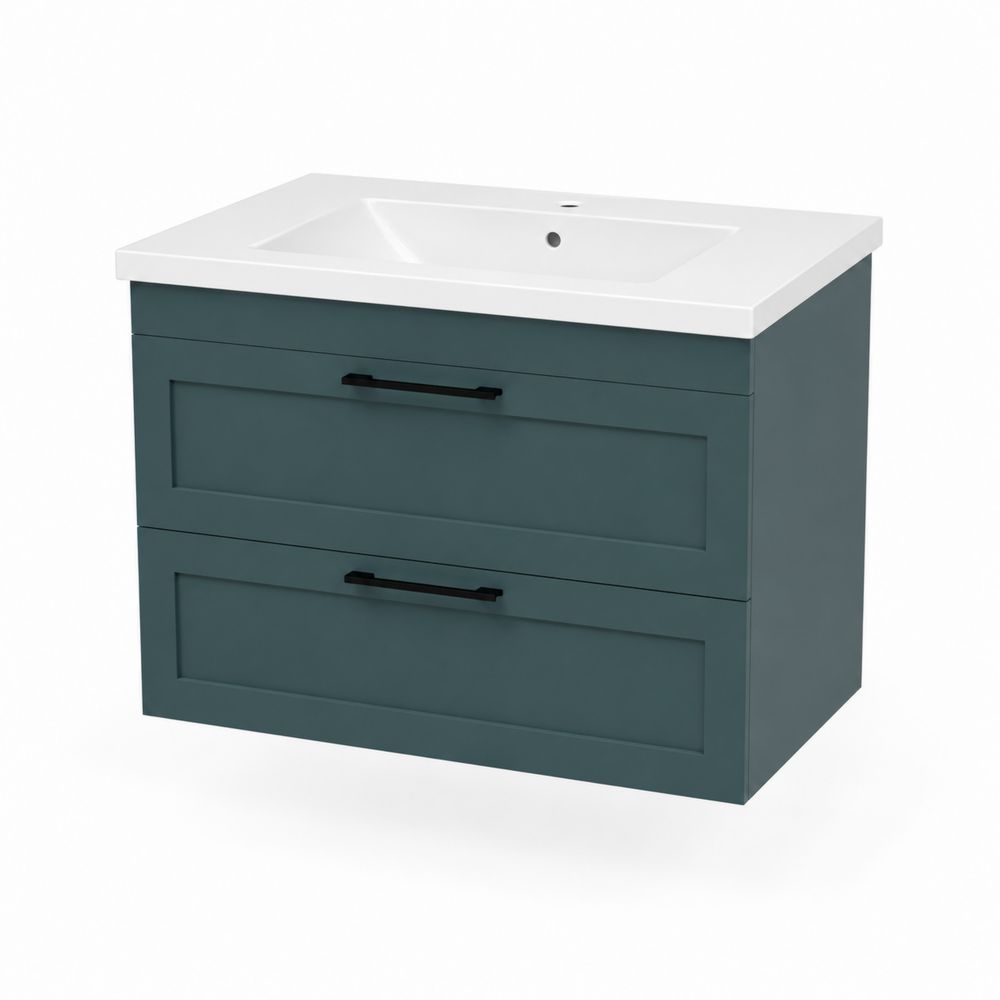 Szafka łazienkowa z umywalką ceramiczną 80x50x60 cm MDF Ciemnozielony/Biały-wohnformdesign